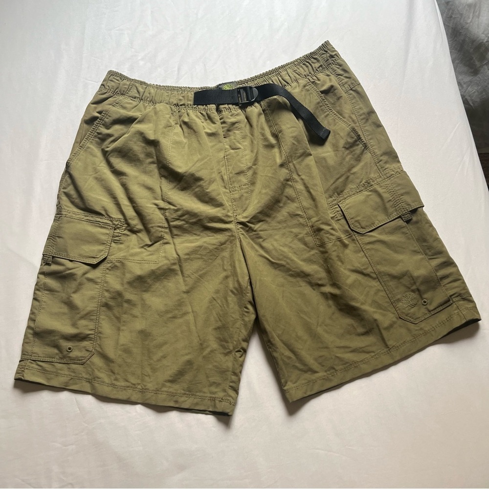 TIMBERLAND olive army‎ green utility cargo belted shorts